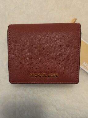 Michael Kors Small Wallet in Burgundy with Gold Logo